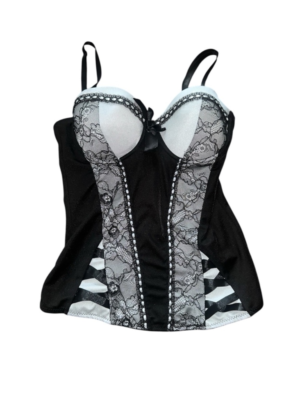 Black and White Lace Bustier Top